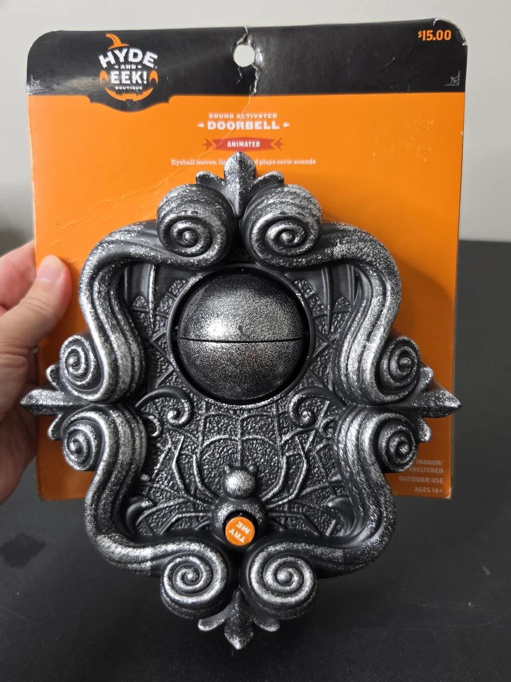 Hyde & EEK! Halloween Eyeball Doorbell - Black & Silver *needs Batteries!